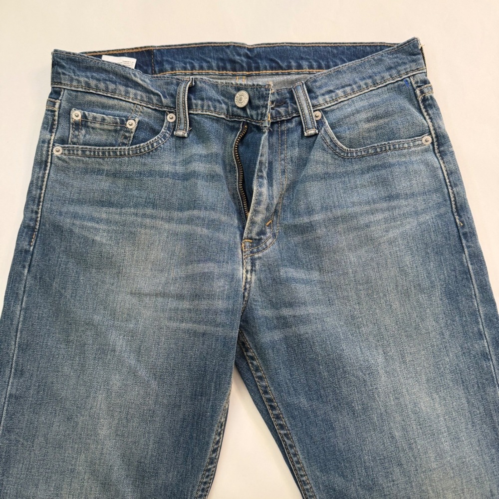 Levis 513 Mens Jeans 30x32 Whiskering Faded Straight Leg Blue Denim Pants